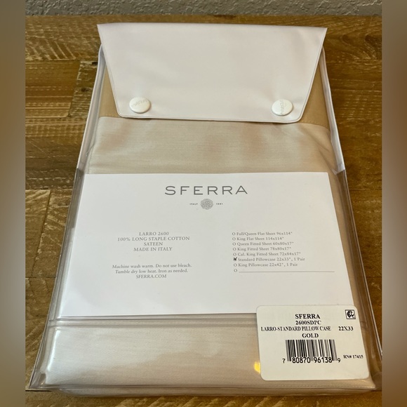 SFERRA Larro Standard Pillowcases GOLD - Picture 4 of 6